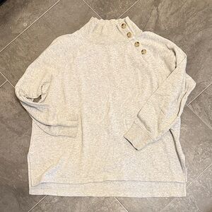 J. Crew Light Gray Turtleneck Sweater with Button Detail